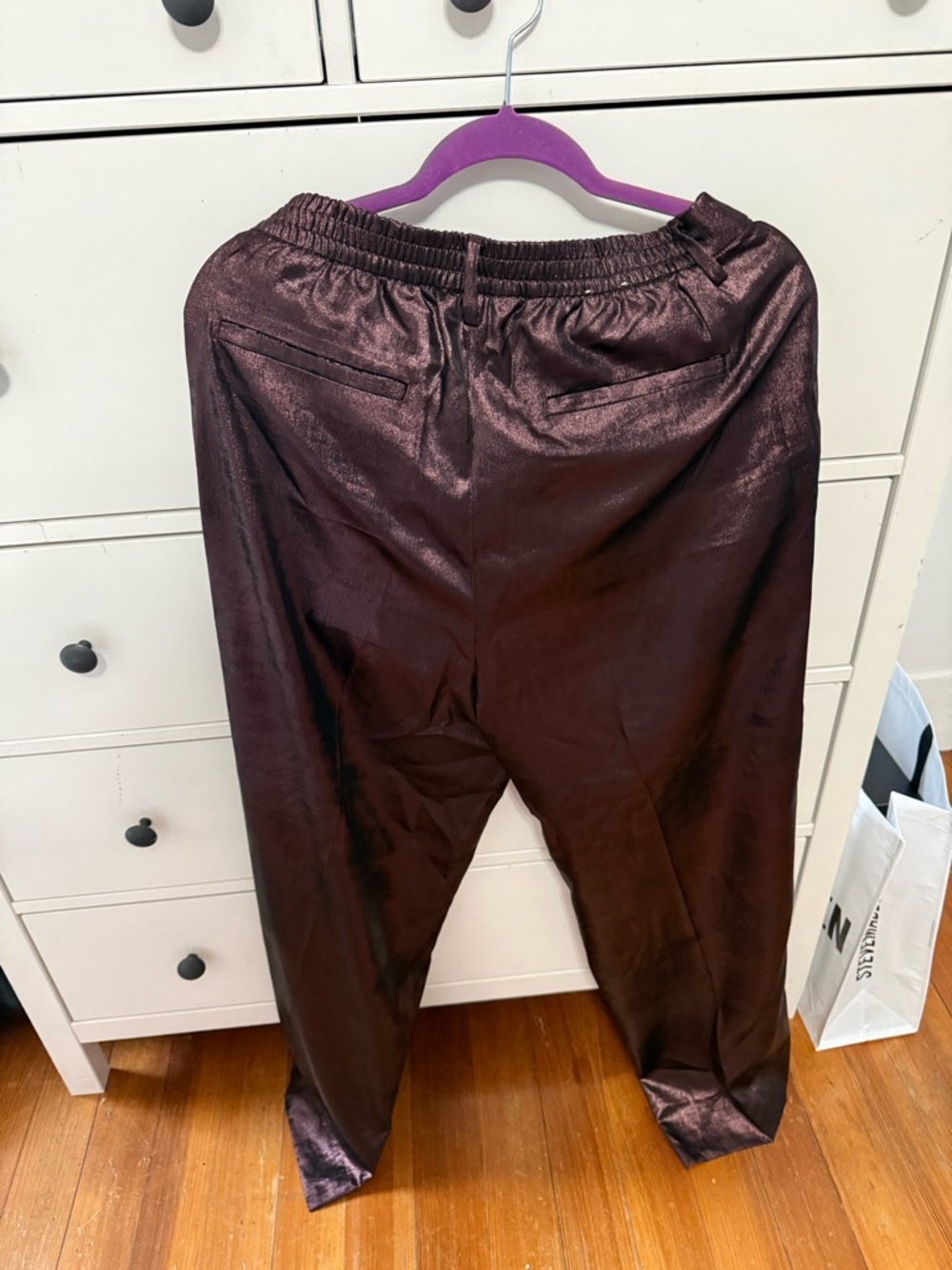 Banana Republic Metallic Plum Wide-Leg High-Rise Pants - Picture 3 of 3